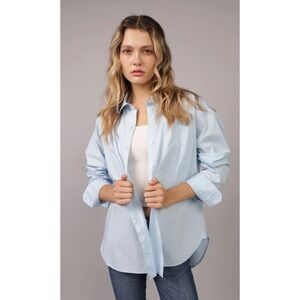 American Eagle Womens Light Blue 100% Cotton Relaxed Button Down Shirt Medium